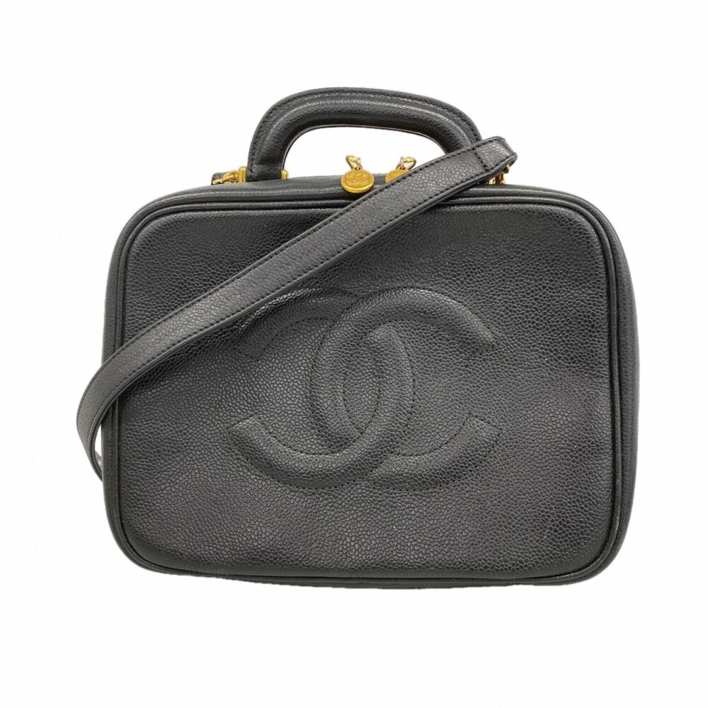 CHANEL Black Caviar Leather Vanity Bag